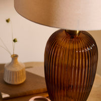 Outlet - Ramsdell Dark Amber Glass Table Lamp Base - 31cm