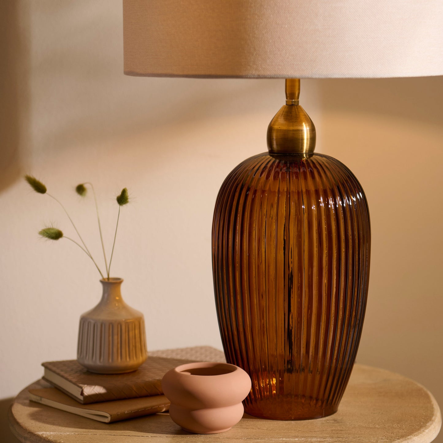 Outlet - Ramsdell Dark Amber Glass Table Lamp Base - 31cm