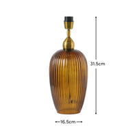 Outlet - Ramsdell Dark Amber Glass Table Lamp Base - 31cm