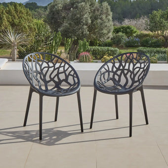 compare product Raquel Black Plastic Garden Chairs - Set of 2