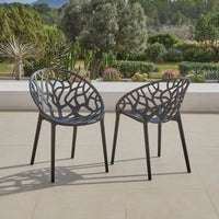 Raquel Black Plastic Garden Chairs - Set of 2