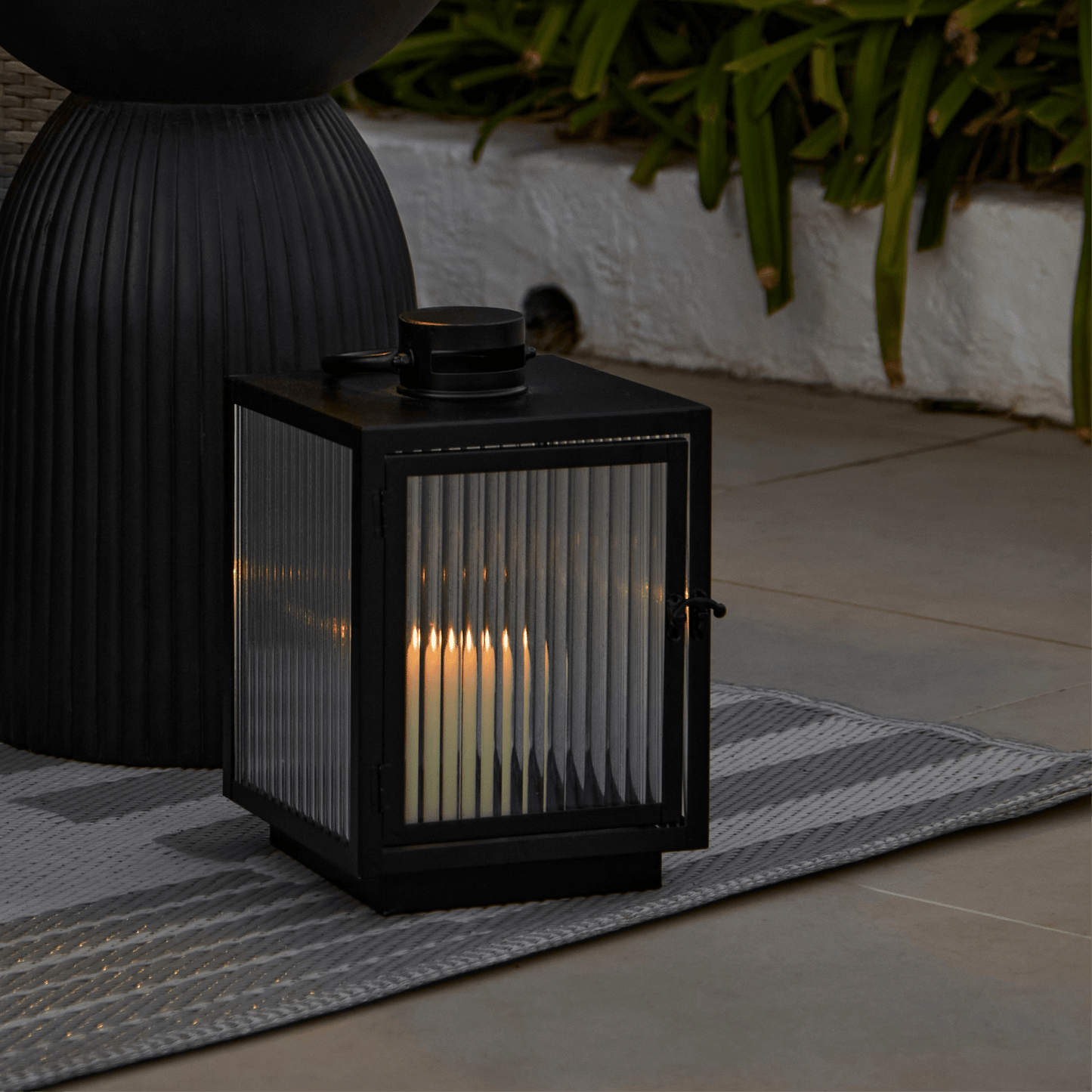 Outlet - Revesby 30cm Lantern - Black Metal