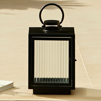 compare product Outlet - Revesby 30cm Lantern - Black Metal