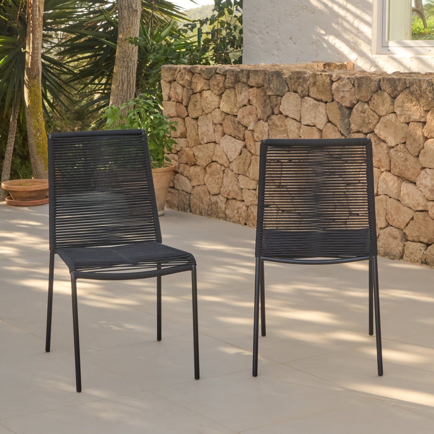 Ryder Black Rope Garden Chairs - Set of 2