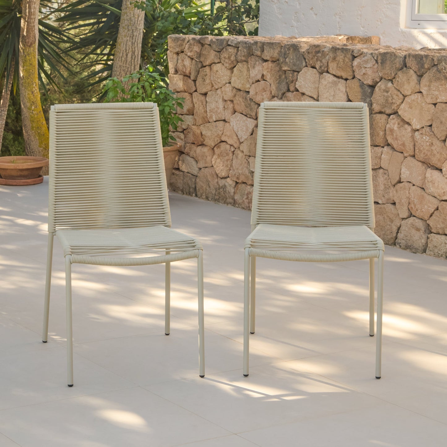 Amelia 6 Seater Dove Grey Concrete Garden Dining Set with Ryder Clay Chairs