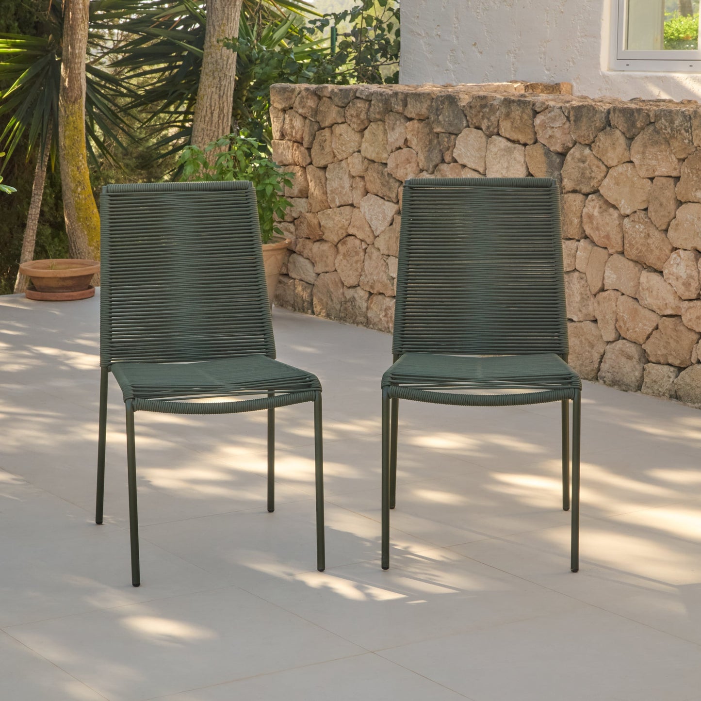 Amelia 6 Seater Dove Grey Concrete Garden Dining Set with Ryder Khaki Chairs