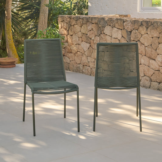 Ezra 4 Seater Round Wooden Garden Set with Ryder Khaki Chairs