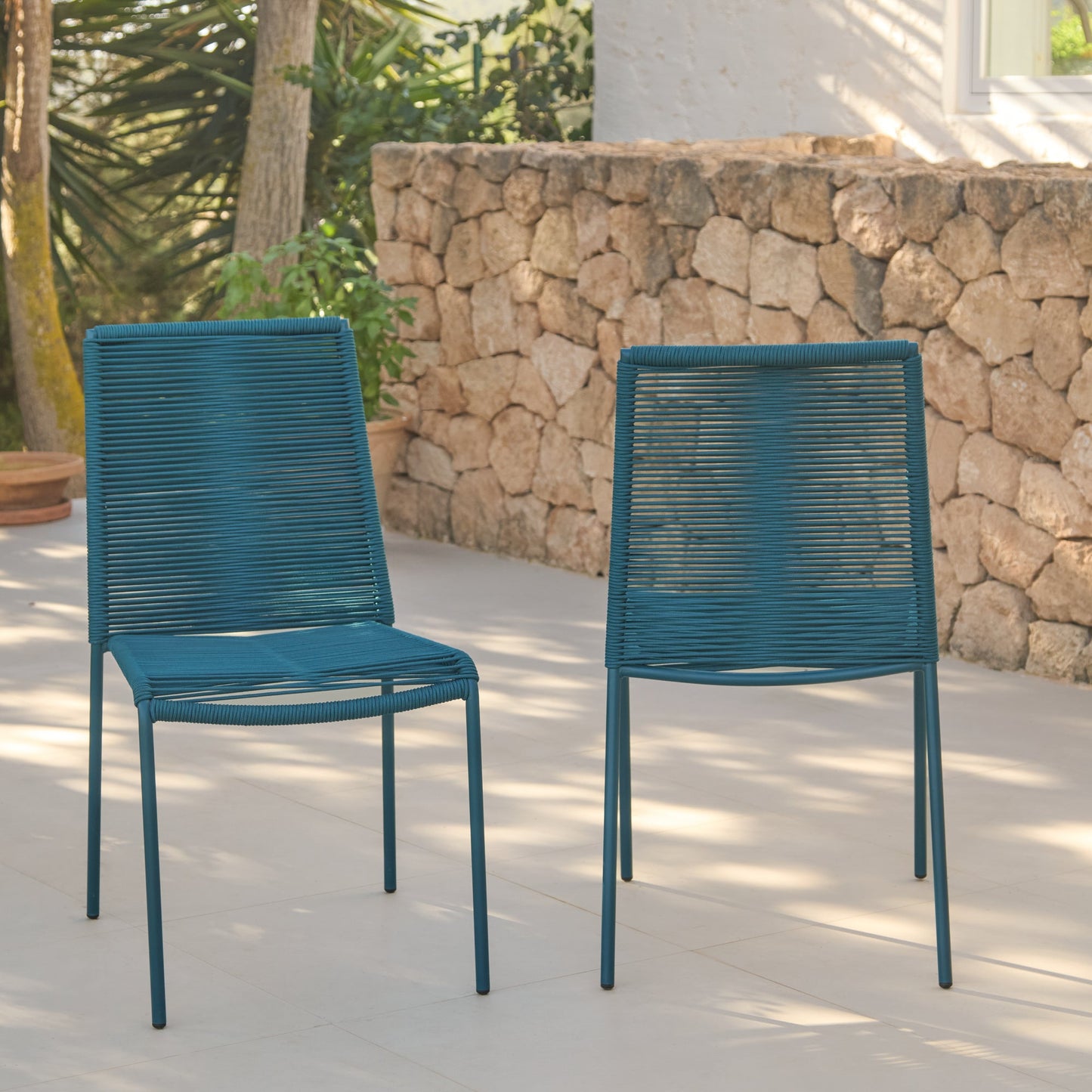 Ryder Teal Rope Garden Chairs - Set of 2