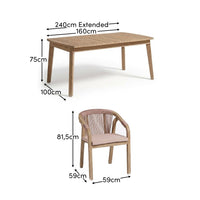 Saffron 6 Seater Extending Wooden Garden Dining Set with Shiro Pink Rope Chairs