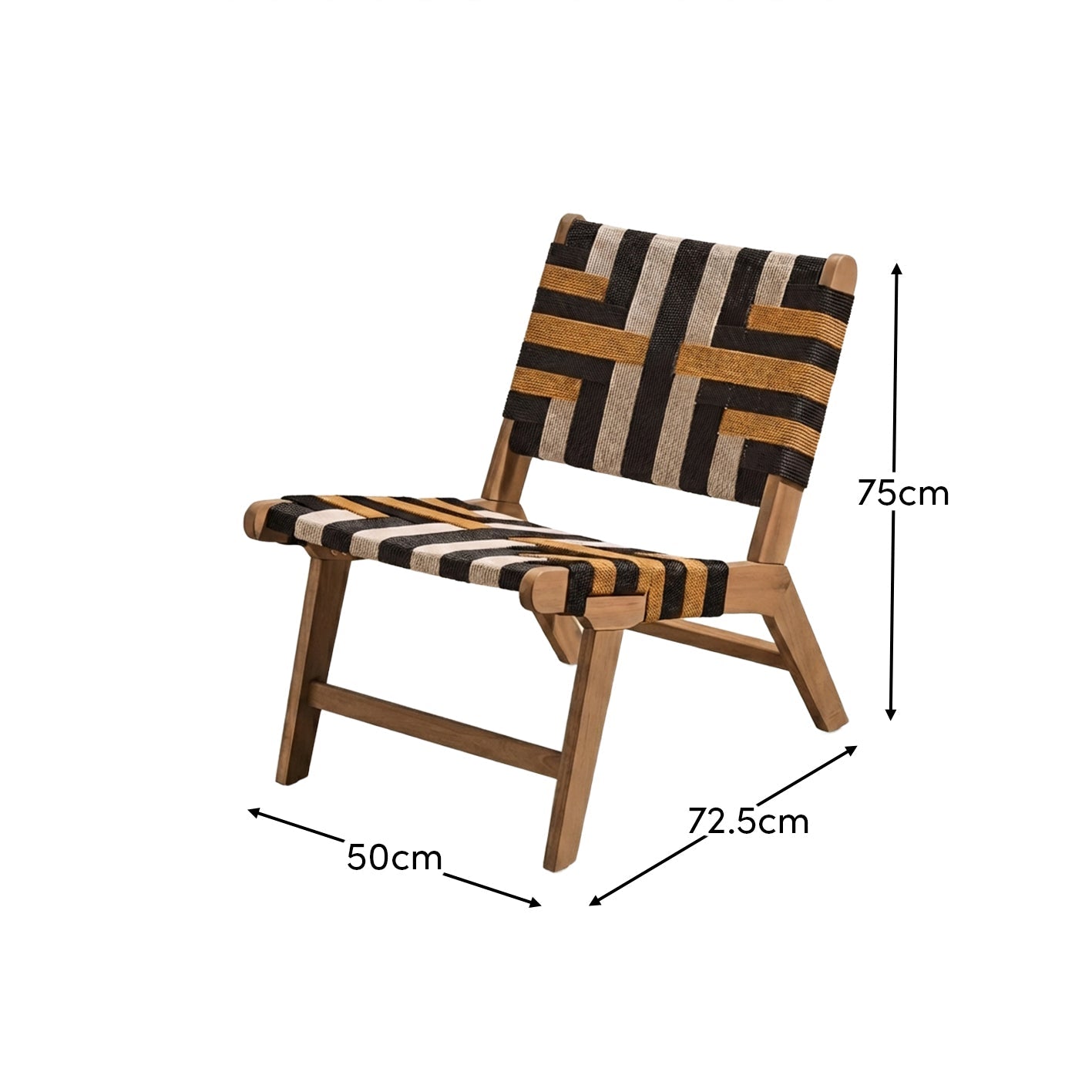 Saffron White Acacia Occasional Chair - Beige/Black/Yellow Rope