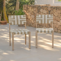 Shiro 6 Seater Round Wooden Garden Dining Set with Saffron Dining Chairs - Natural/Beige