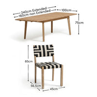 Saffron 6 Seater Extending Wooden Garden Dining Set with Saffron Black/Beige Chairs