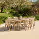 Saffron 6 Seater Extending Wooden Garden Dining Set with Shiro Beige Rope Chairs
