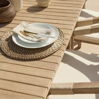Saffron 6 Seater Extending Wooden Garden Dining Set with Shiro Beige Rope Chairs