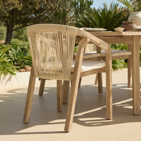 Saffron 6 Seater Extending Wooden Garden Dining Set with Shiro Beige Rope Chairs