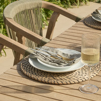 Saffron 6 Seater Extending Wooden Garden Dining Set with Shiro Green Rope Chairs