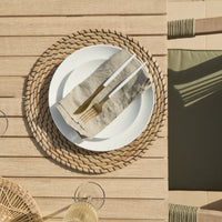 Saffron 6 Seater Extending Wooden Garden Dining Set with Shiro Green Rope Chairs