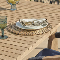 Saffron 6 Seater Extending Wooden Garden Dining Set with Shiro Navy Rope Chairs