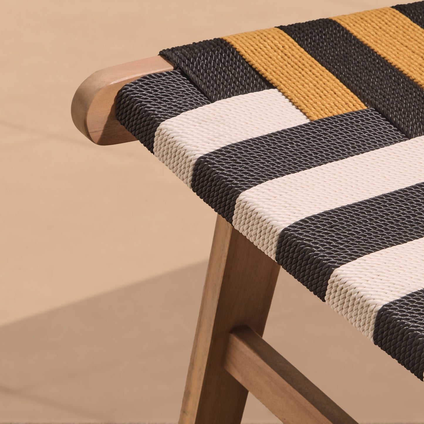 Saffron White Acacia Occasional Chair - Beige/Black/Yellow Rope