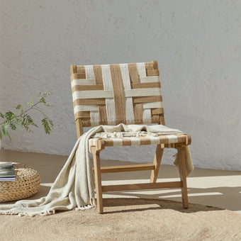 compare product Saffron White Acacia Occasional Chair - Beige/Natural Rope