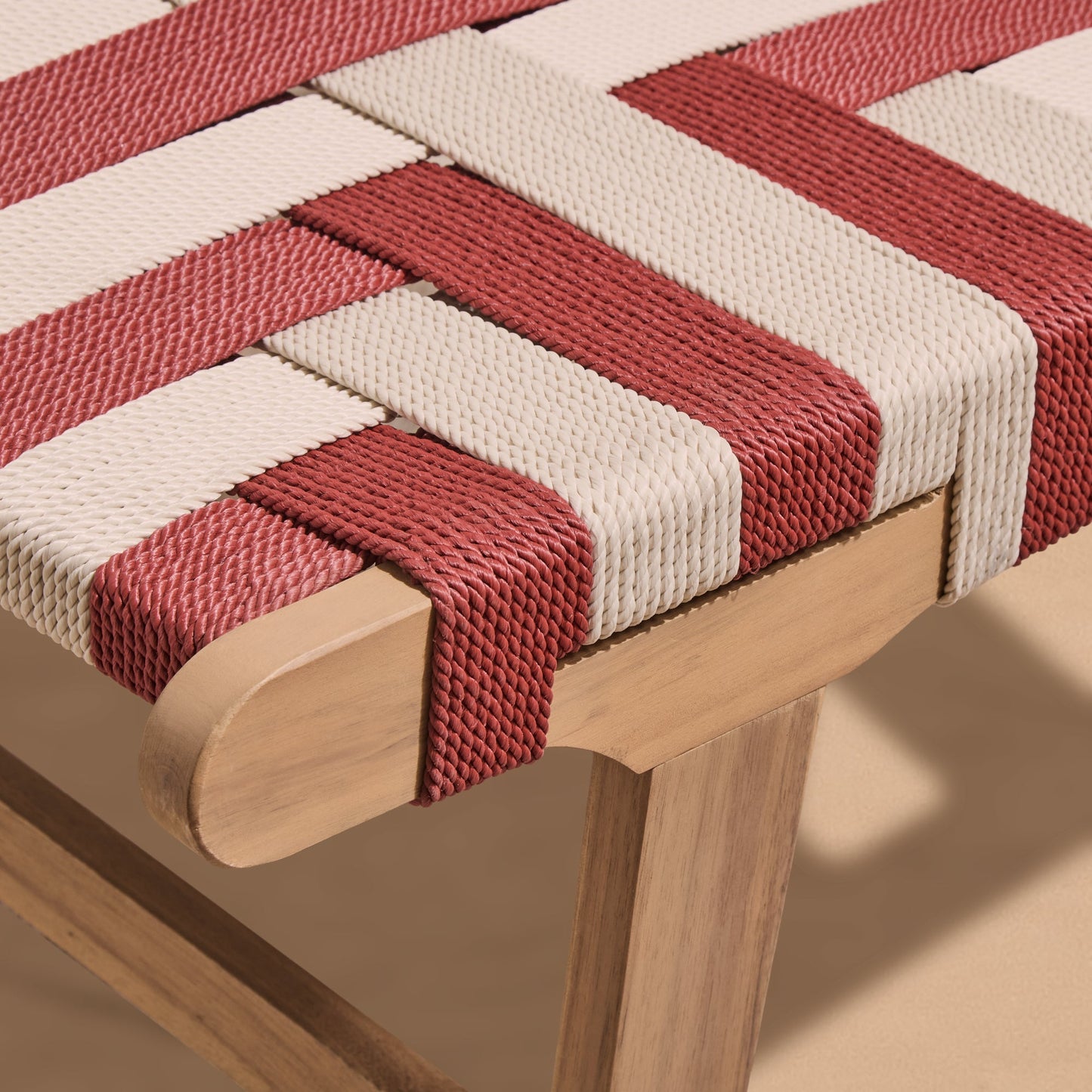 Saffron White Acacia Occasional Chair - Beige/Paprika Rope