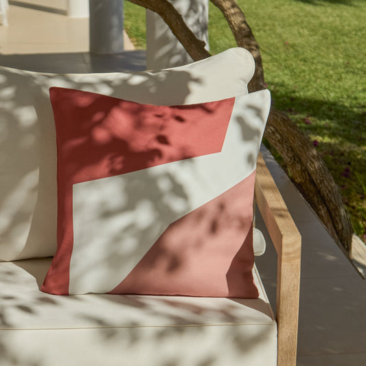 Salcombe 50x50cm Outdoor Cushion Cover - Paprika and Blush Pink