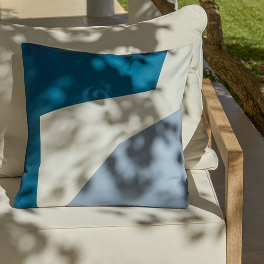 Salcombe 50x50cm Outdoor Cushion Cover - Teal and Cornflower Blue