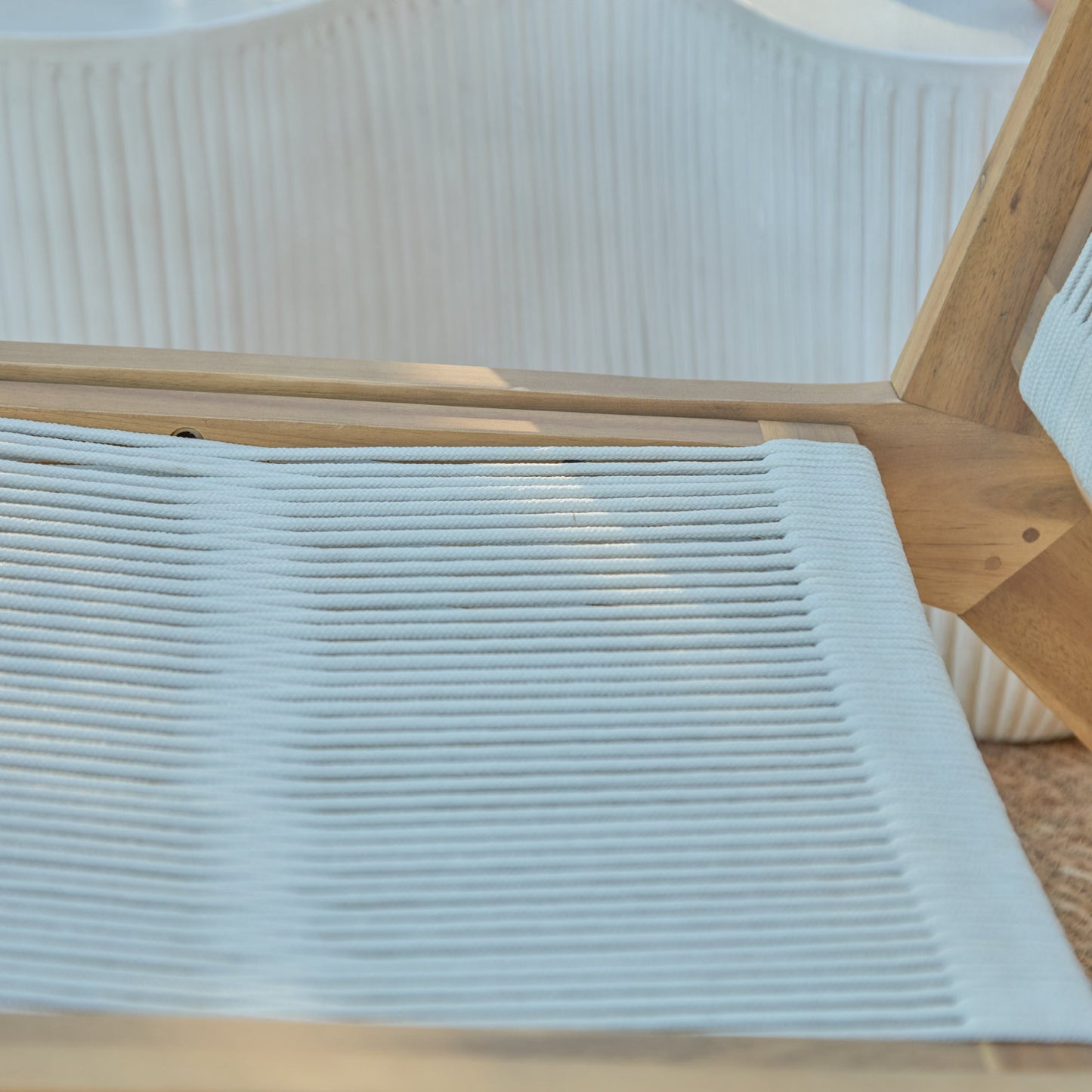Seren White Acacia Occasional Garden Chair - Beige Rope
