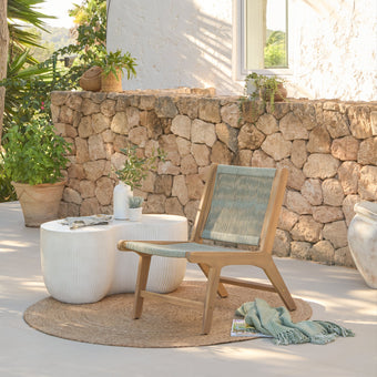 compare product Seren White Acacia Occasional Garden Chair - Mottled Green Rope