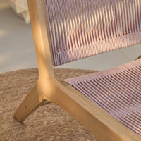 Seren White Acacia Occasional Garden Chair - Mottled Pink Rope