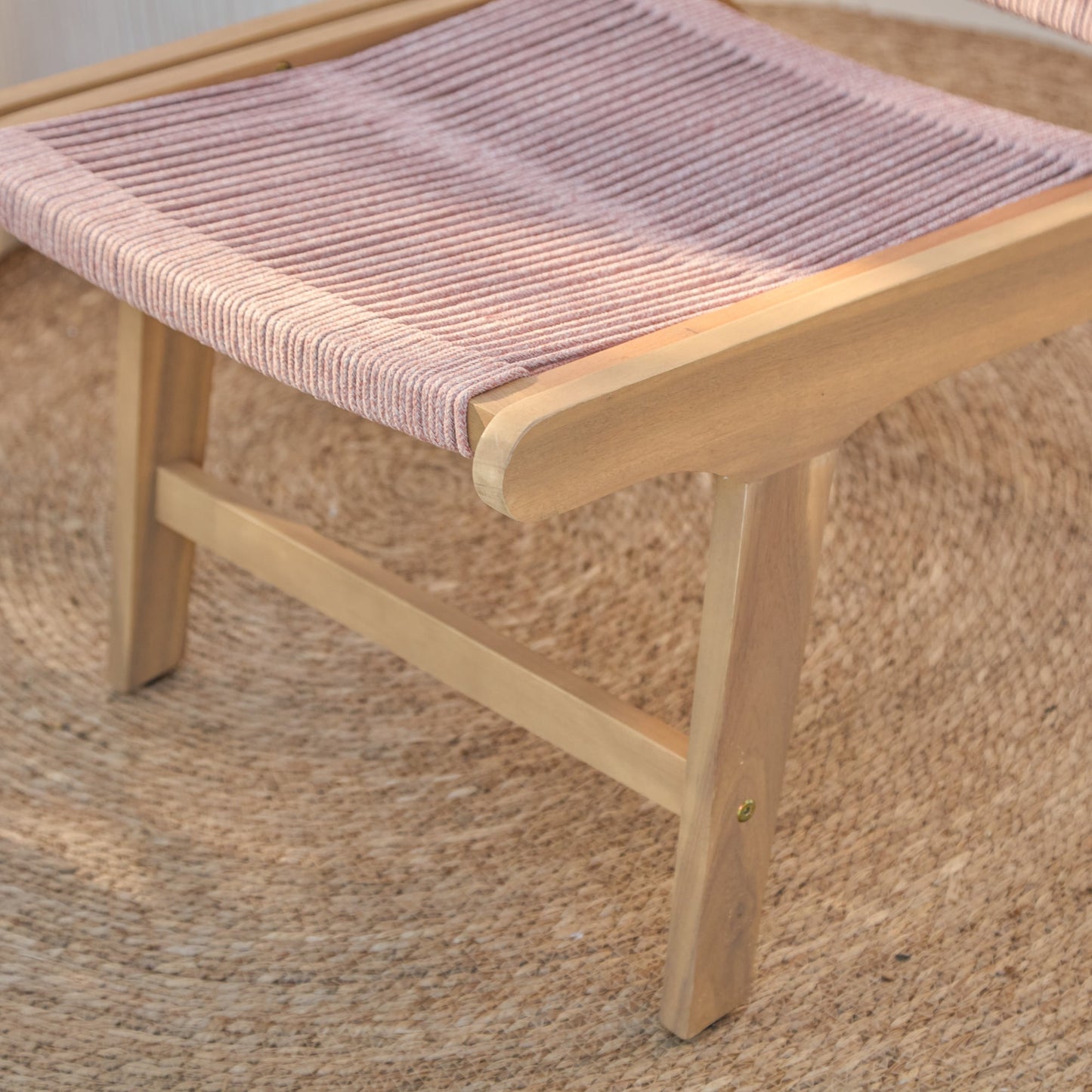 Seren White Acacia Occasional Garden Chair - Mottled Pink Rope