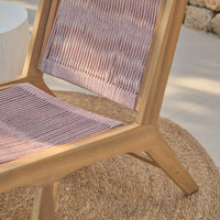 Seren White Acacia Occasional Garden Chair - Mottled Pink Rope