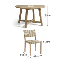 Shiro 4 Seater Round Wooden Garden Dining Set with Saffron Natural/Beige Dining Chairs