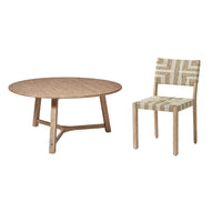 Shiro 6 Seater Round Wooden Garden Dining Set with Saffron Dining Chairs - Natural/Beige