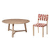 Shiro 6 Seater Round Wooden Garden Dining Set with Saffron Dining Chairs - Paprika/Beige