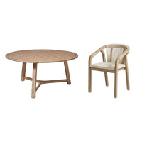 Shiro 6 Seater Round Wooden Garden Dining Set with Shiro Beige Rope Dining Chairs - 160cm