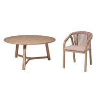 Shiro 6 Seater Wooden Garden Dining Set with Shiro Pink Rope Dining Chairs - 160cm