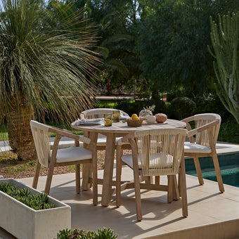 compare product Shiro 4 Seater Round Wooden Garden Dining Set with Shiro Beige Rope Dining Chairs - 120cm