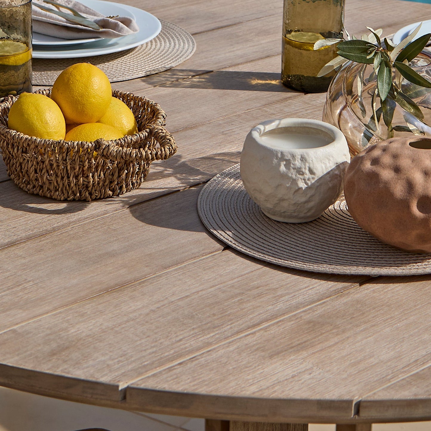 Shiro 4 Seater Round Wooden Garden Dining Set with Shiro Dining Chairs - 120cm