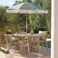 Shiro 4 Seater Round Wooden Garden Dining Set with Shiro Green Rope Dining Chairs - 120cm