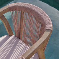 Shiro 4 Seater Round Wooden Garden Dining Set with Shiro Pink Rope Dining Chairs - 120cm