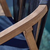 Shiro 4 Seater Round Wooden Garden Dining Set with Shiro Navy Rope Dining Chairs - 120cm
