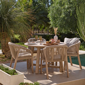 compare product Shiro 4 Seater Round Wooden Garden Dining Set with Nala Cushioned Dining Chairs