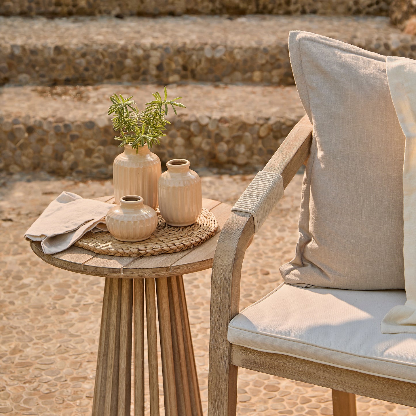 Shiro Wooden Garden Bench - Beige
