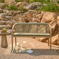 Shiro 6 Seater Wooden Garden Dining Set with Shiro Green Rope Chairs & Bench - 180cm