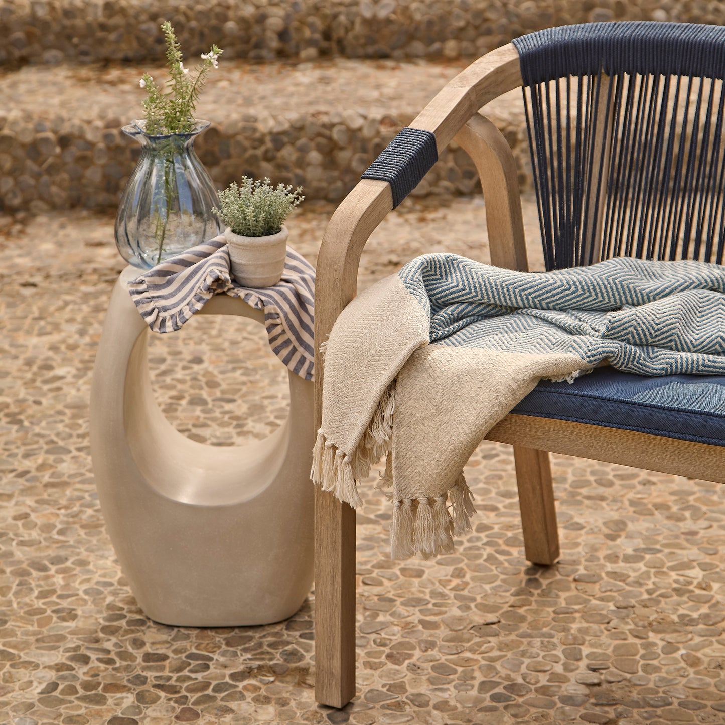 Shiro Wooden Garden Bench - Navy