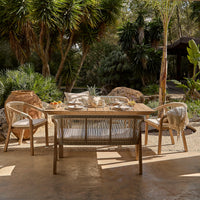 Shiro 6 Seater Wooden Garden Dining Set with 2 Shiro Benches & 2 Shiro Chairs - Beige Rope