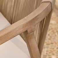 Shiro 6 Seater Wooden Garden Dining Set with Shiro Beige Rope Chairs & Bench - 180cm