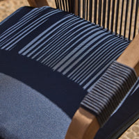 Shiro 6 Seater Wooden Garden Dining Set with Shiro Navy Rope Chairs & Bench - 180cm