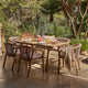 Shiro 6 Seater Wooden Garden Dining Set with Shiro Pink Rope Chairs & Bench - 180cm
